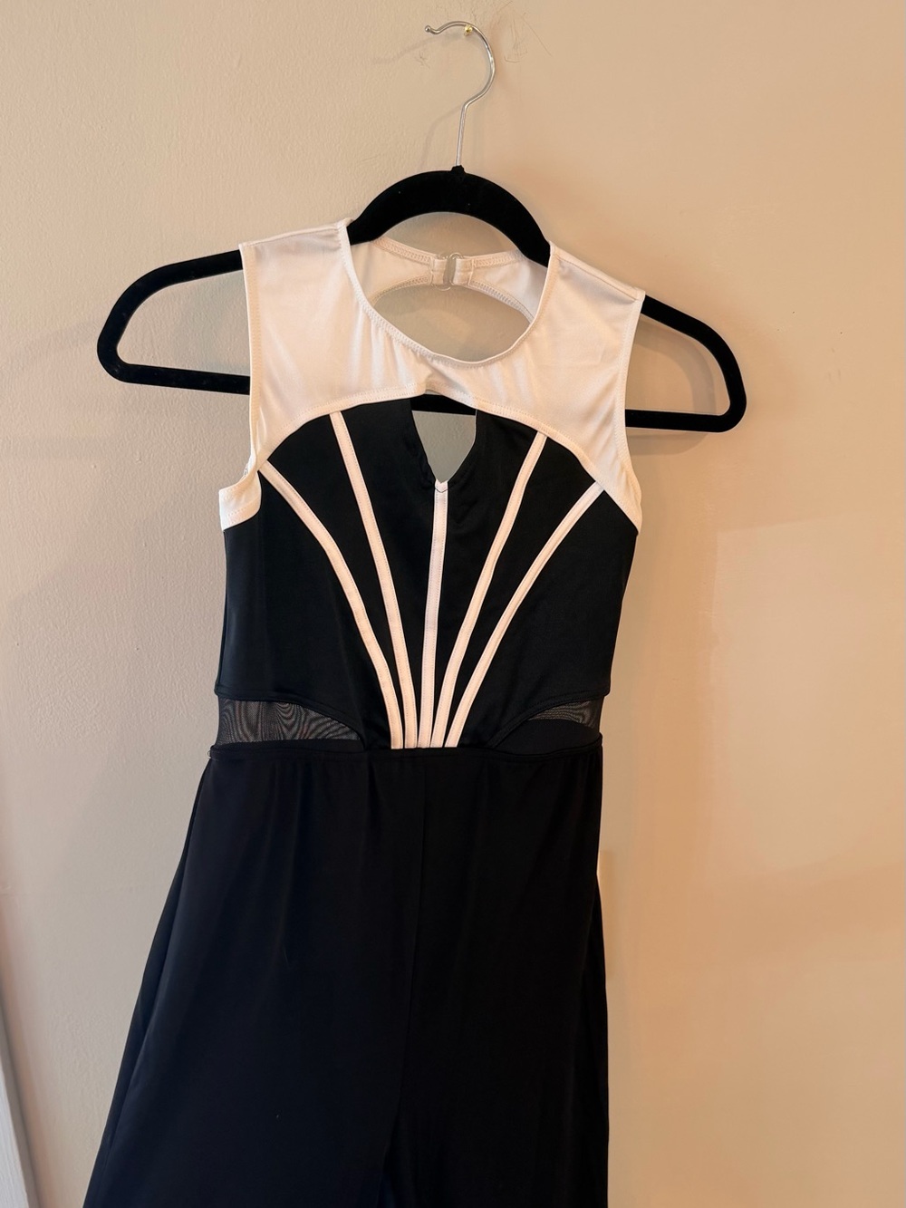 Weissman dance costume Black and White Fit-and-Flare one piece pants XLC